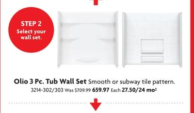 Olio 3 Pc. Tub Wall Set
