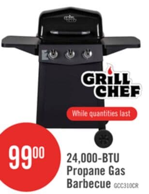 Grill Chef 24,000 BTU 3-Burner LP Gas BBQ - GCC310CRP