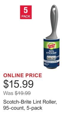 Scotch-Brite Lint Roller, 95-count, 5-pack