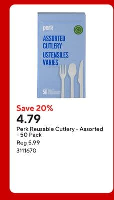 Perk Reusable Cutlery - Assorted - 50 Pack