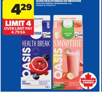 OASIS HEALTH BREAK OR SMOOTHIE