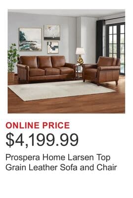 Prospera Home Larsen Top Grain Leather Sofa and Chair