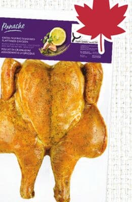 Panache Fresh Flattened Chicken Lemon Greek Herb, Jerk, Portuguese or Portuguese Half Chicken