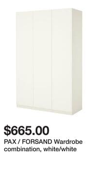 PAX / FORSAND Wardrobe combination, white/white