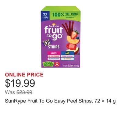 SunRype Fruit To Go Easy Peel Strips, 72 × 14 g