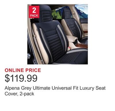 Alpena Grey Ultimate Universal Fit Luxury Seat Cover, 2-pack