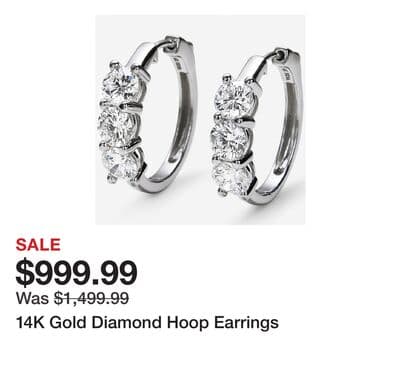 14K Gold Diamond Hoop Earrings