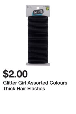 Glitter Girl Assorted Colours Thick Hair Elastics
