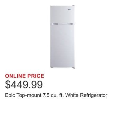 Epic Top-mount 7.5 cu. ft. White Refrigerator