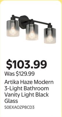 Artika Haze Modern 3-Light Bathroom Vanity Light Black Glass