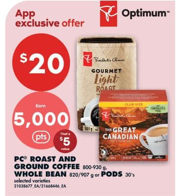 PC® ROAST AND GROUND COFFEE 800-930 G, WHOLE BEAN 820/907 G OR PODS 30' S