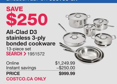 All-Clad D3 stainless 3-ply bonded cookware 13-piece set
