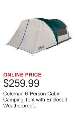 Coleman 6-Person Cabin Camping Tent with Enclosed Weatherproof Screenroom