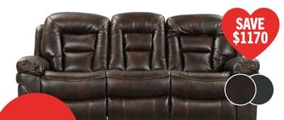 Leo 87.5" Leather-Look Fabric Reclining Sofa - Walnut Brown