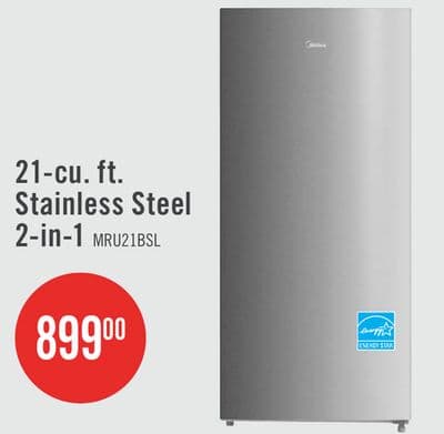 Midea 21 Cu. Ft. Convertible 2-in-1 Upright Refrigerator-Freezer - Stainless Steel - MRU21B6ASL