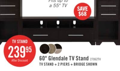 Glendale 60" TV Stand with Storage and Cable Management for TVs up to 65"- Espresso