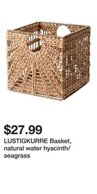 LUSTIGKURRE Basket, natural water hyacinth/seagrass