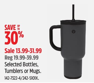 Selected Bottles, Tumblers or Mugs