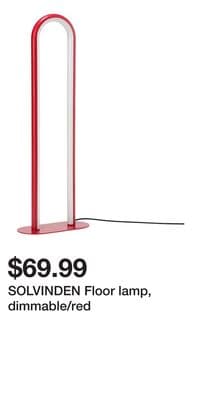 SOLVINDEN Floor lamp, dimmable/red