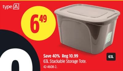 63L Stackable Storage Tote.