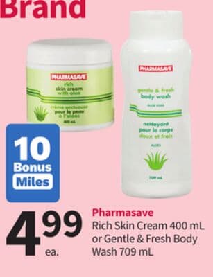 Pharmasave Rich Skin Cream 400 mL or Gentle & Fresh Body Wash 709 mL