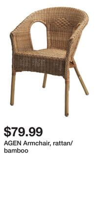 AGEN Armchair, rattan/bamboo