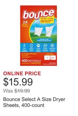 Bounce Select A Size Dryer Sheets, 400-count