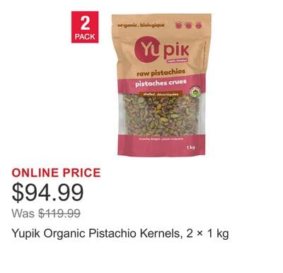 Yupik Organic Pistachio Kernels, 2 × 1 kg