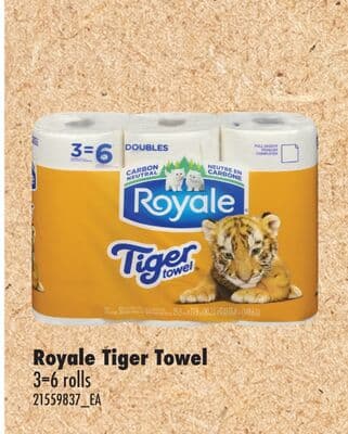 ROYALE TIGER TOWEL, 3=6 rolls