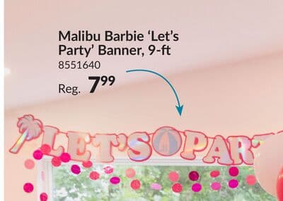 Malibu Barbie Metallic Cardstock Letter Banner for Birthday Parties