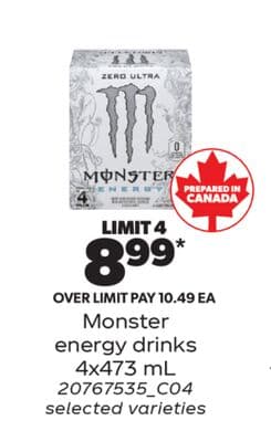 MONSTER ENERGY DRINKS, 4X473 ML