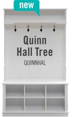 Quinn 39.75" Hall Tree with Shoe Storage - Matte White