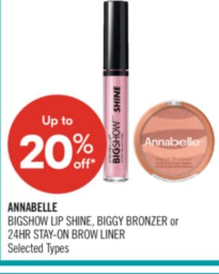 ANNABELLE BIGSHOW LIP SHINE, BIGGY BRONZER or 24HR STAY-ON BROW LINER
