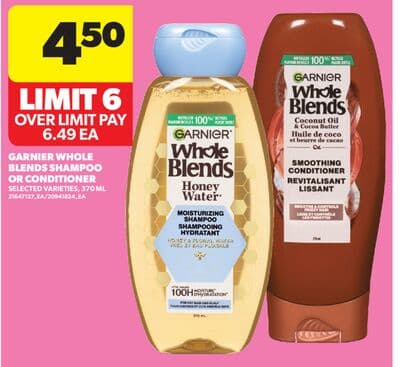 GARNIER WHOLE BLENDS SHAMPOO OR CONDITIONER