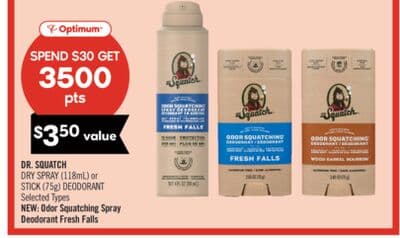 DR. SQUATCH DRY SPRAY (118mL) or STICK (75g) DEODORANT