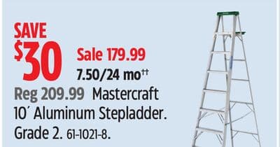 Mastercraft 10´ Aluminum Stepladder. Grade 2.