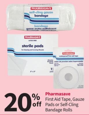 Pharmasave First Aid Tape, Gauze Pads or Self-Cling Bandage Rolls