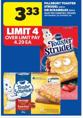 PILLSBURY TOASTER STRUDEL, 326 G OR SCRAMBLES, 204 G