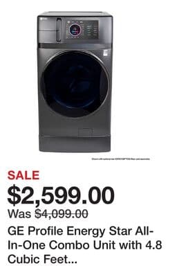 GE Profile Energy Star All-In-One Combo Unit with 4.8 Cubic Feet Smart Front Load Washer and 4.8 Cubic Feet Electric Dryer PFQ97HSPVDS
