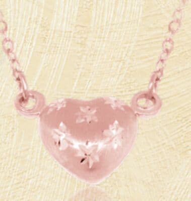 10K Rose Gold 18" Heart Diamond Cut Necklace