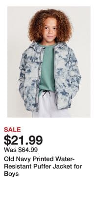 Old Navy Printed Water-Resistant Puffer Jacket for Boys