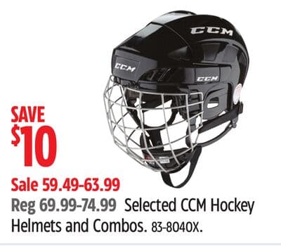Selected CCM Hockey Helmets and Combos
