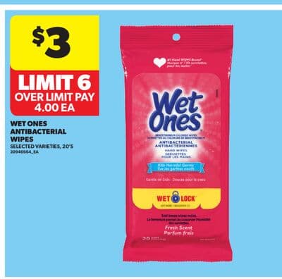 WET ONES ANTIBACTERIAL WIPES