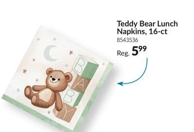 Teddy Bear Paper Disposable Lunch Napkins, 16-ct for Baby Shower