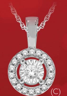 Sterling Silver 0.10CTW Diamond Halo Pendant