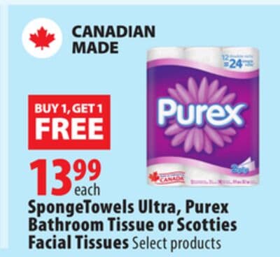 SpongeTowels Ultra, Purex Bathroom Tissue or Scotties Facial Tissues