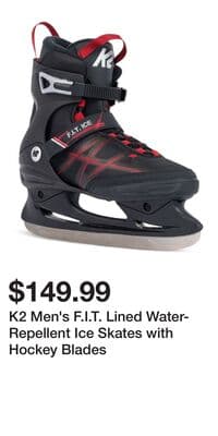 K2 Men's F.I.T. Lined Water-Repellent Ice Skates with Hockey Blades