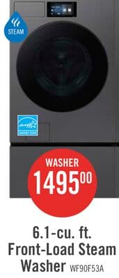 Samsung Bespoke 6.1 Cu. Ft. Front Load Washer with AI Fabric Sensing – Dark Steel - WF90F53ADSA5