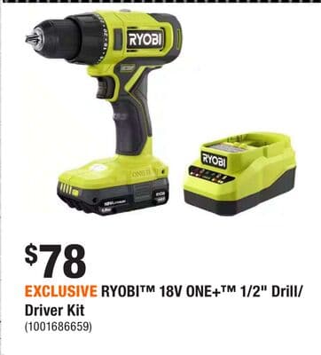 EXCLUSIVE RYOBI™ 18V ONE+™ 1/2" Drill/Driver Kit