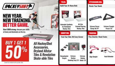 ALL HOCKEYSHOT ACCESSORIES, DRYLAND ALLSTAR TILES & REVOLUTION SKATE-ABLE TILES